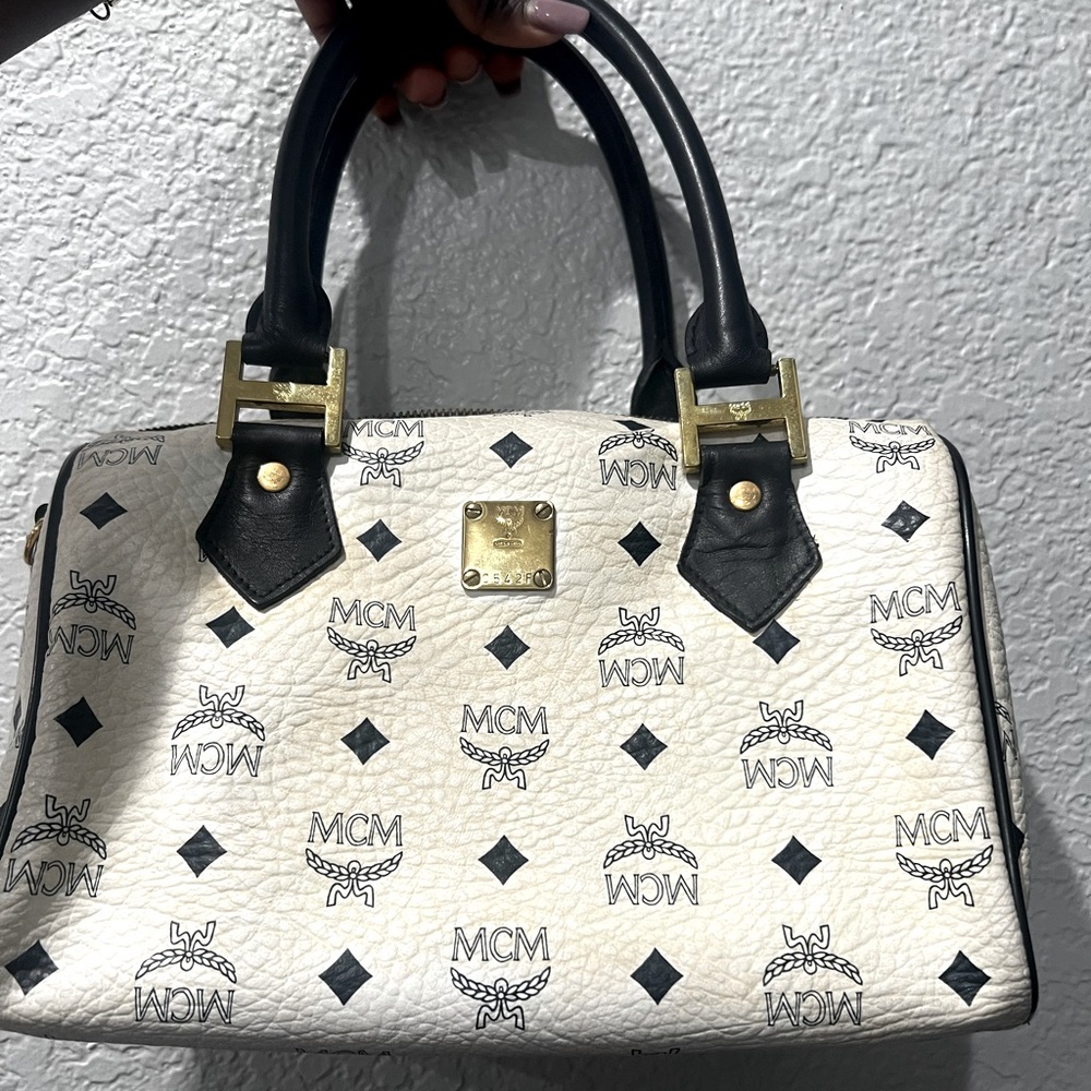 MCM visetos boston leather handbag